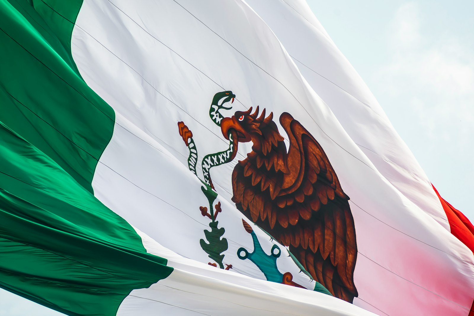 Mexican flag waving, a symbol of national programs
